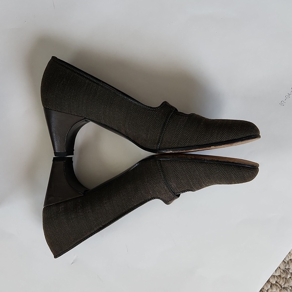8 Prevata heels, twill Breen brown Made in Italy Italian leather soles pumps - Picture 3 of 10